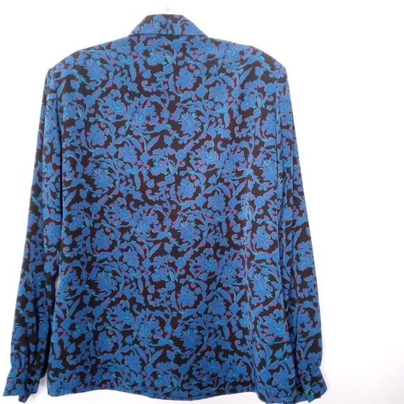 Pendleton blue floral blouse the keyhole on front - Picture 5 of 8